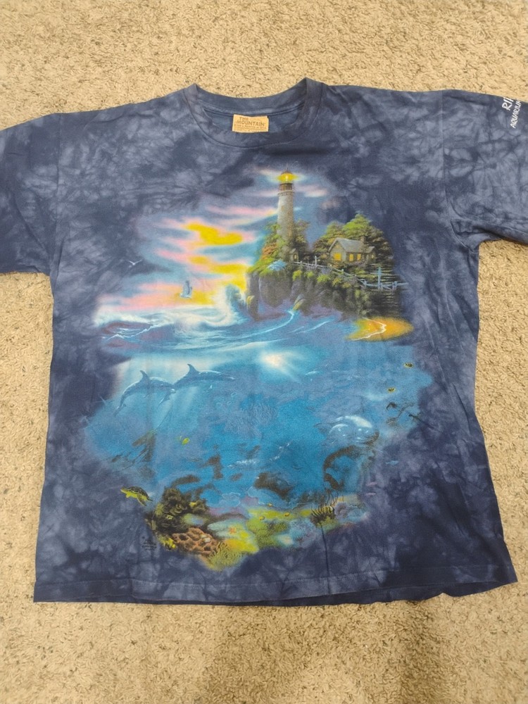Vintage The Mountain T Shirt Adult LARGE Tie Dye Lighthouse Ocean Retro 00s 90s