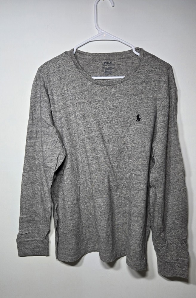 Polo Ralph Lauren Men's Custom Fit Long Sleeve T-Shirt Heather Grey Size Large