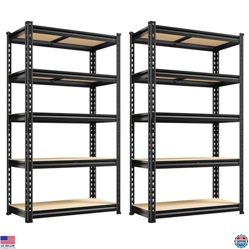 Heavy Duty 5-Tier Metal Storage Shelves, 2000LBS Capacity, Adjustable, 27.6