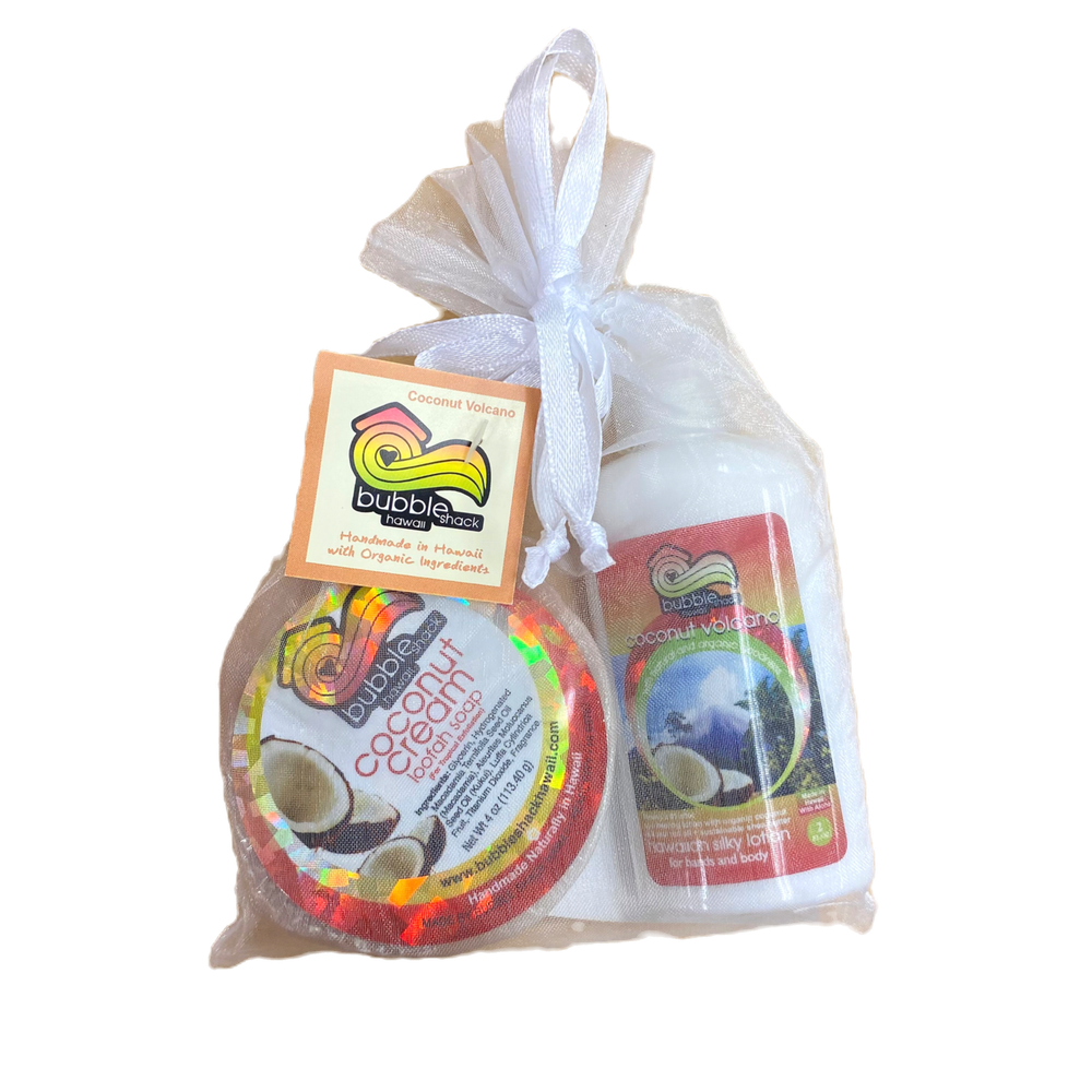 Bubble Shack Hawaii Coconut Volcano, Coconut Cream Lotion & Loofah