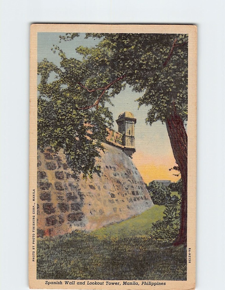 Postcard Spanish Wall & Lookout Tower Manila Philippines