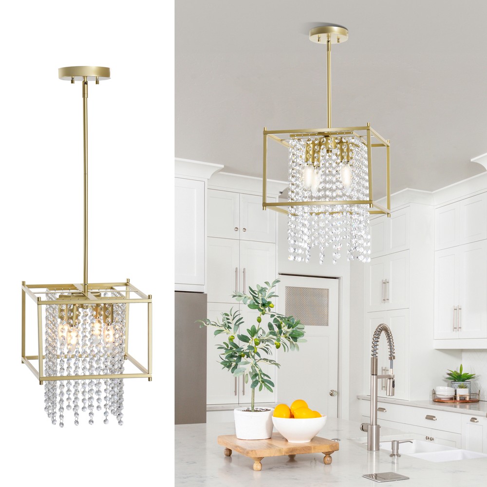 Modern Gold Crystal Kitchen Island Lighting Pendant Light Fixtures Chandelier