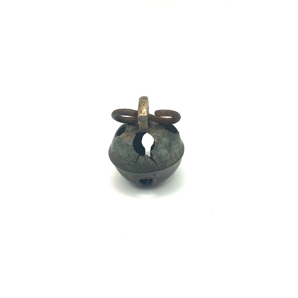 Antique Cast Brass Crotal Bell Sleigh Horse Harness Rattle Patina 1800s Vintage