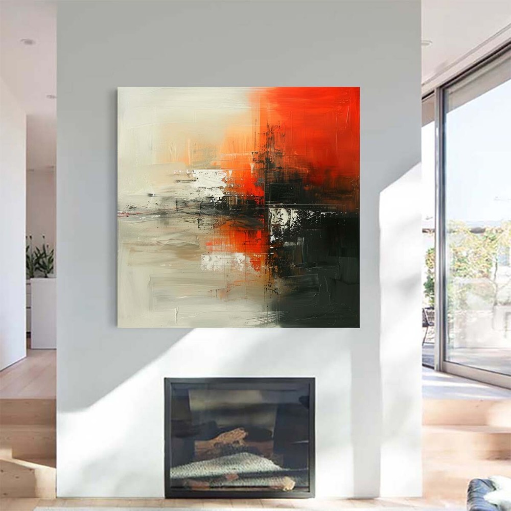 Black Large Hand-painted abstract oil Painting on canvas Home Wall Decor 31in