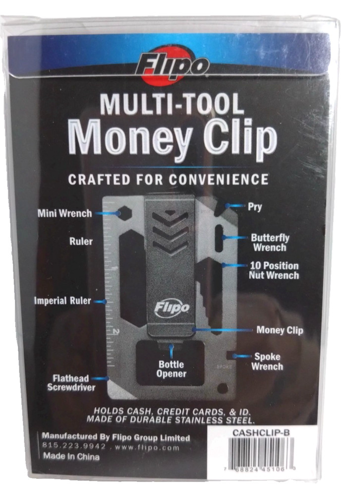 New Black Stainless Steel Multi Tool Flipo Money Clip