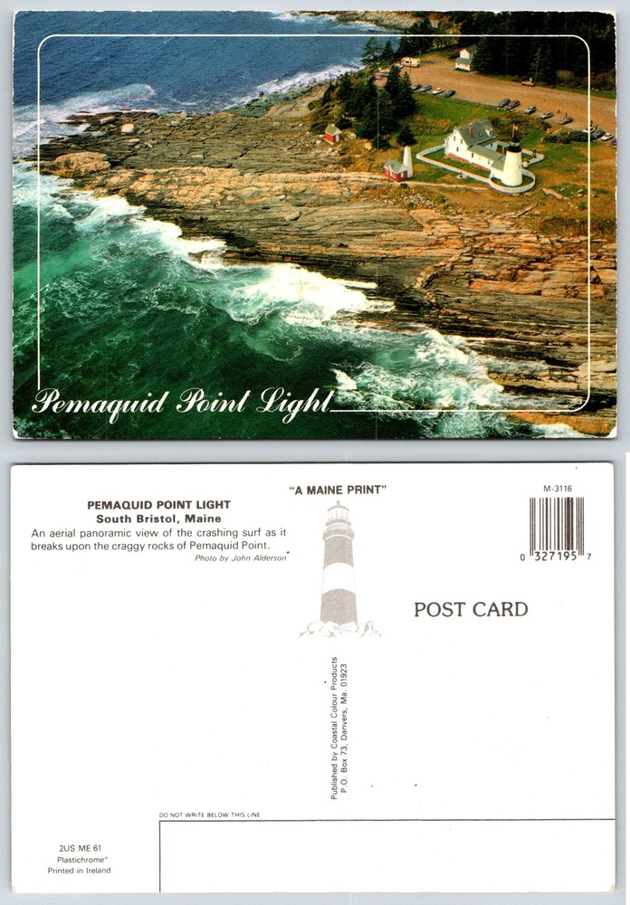 Bristol Maine PEMAQUID POINT LIGHTHOUSE Postcard V372