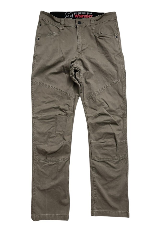 Wrangler Pants Mens 32x32 Brown All Terrain Gear Canvas Zip Pocket Workwear