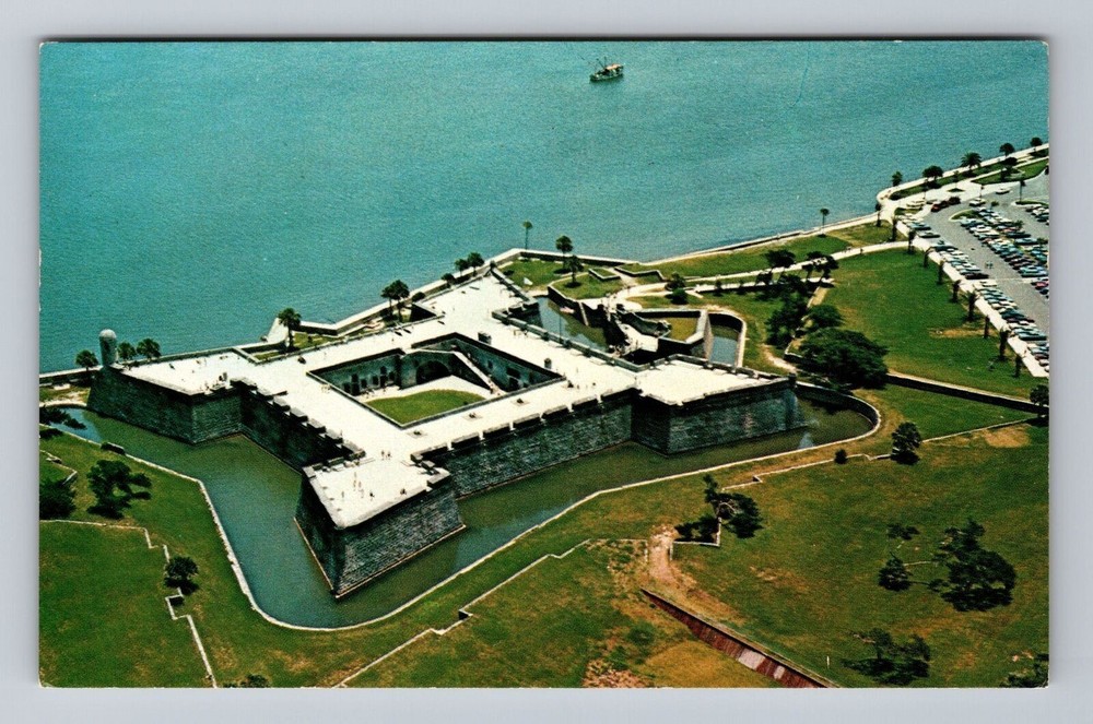 Florida FL St Augustine Castillo de San Marcos Monument Aerial Vintage Postcard
