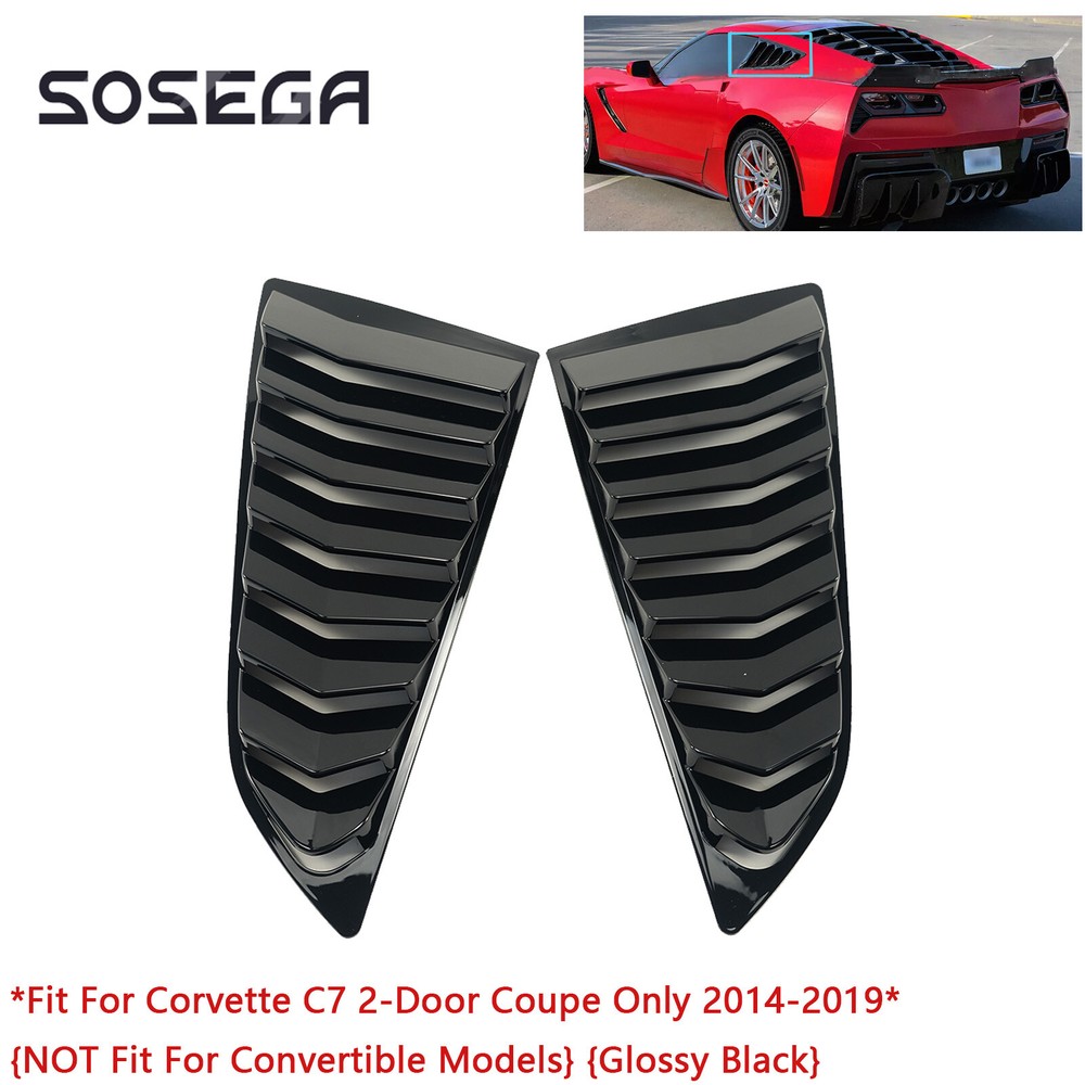 For Corvette C7 2014-2019 Gloss Black Rear LH & RH Side Vent Window Scoop Louver