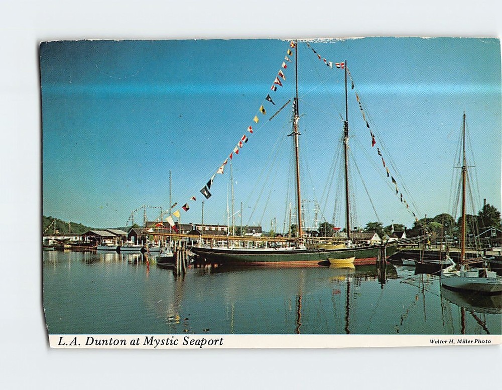 Postcard LA Dunton Gloucester Schooner Mystic Seaport Connecticut USA
