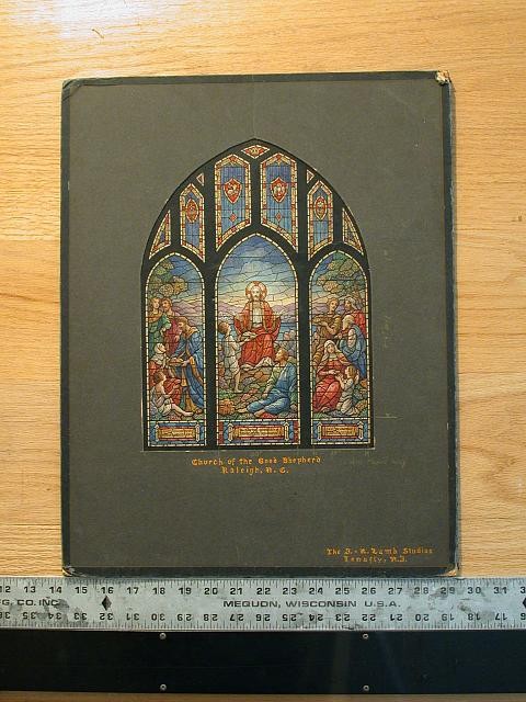 Design drawing for stained glass for Church of the Good Shepherd in Raleigh,