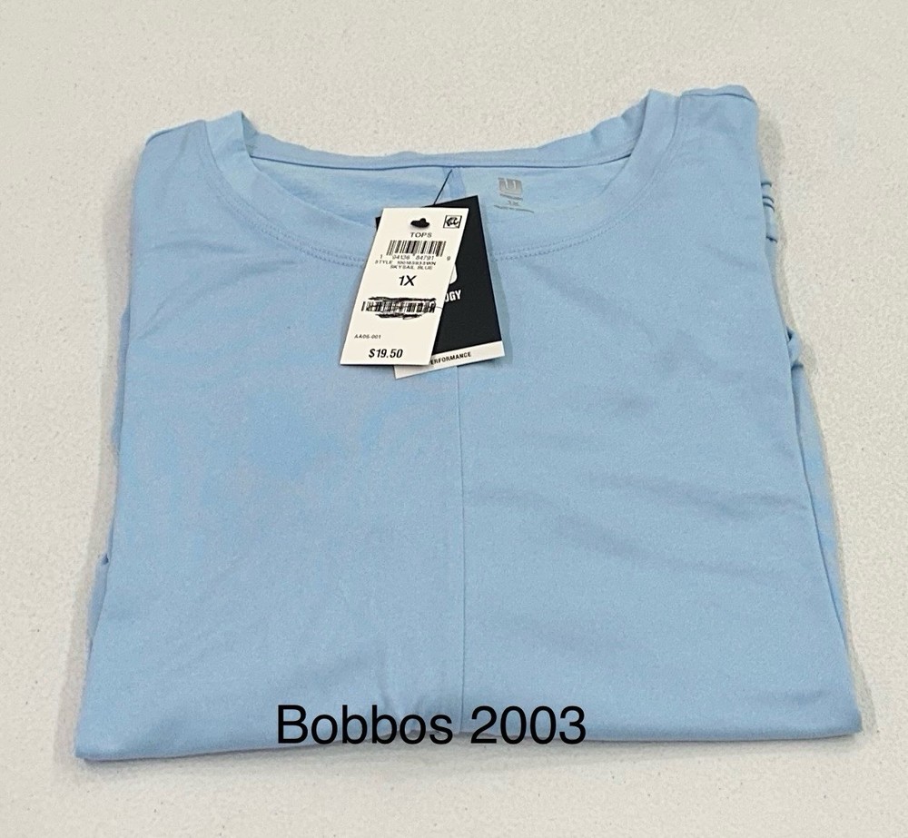 ID Ideology Women's Crew Neck Short Sleeve Twist Front Top, Sky Sail Blue, 1X