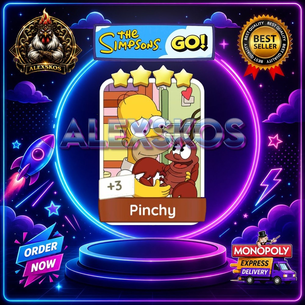 Pinchy ⭐Monopoly Go Sticker MOGO The Simpsons Go! Stickers 🌟Fast Delivery