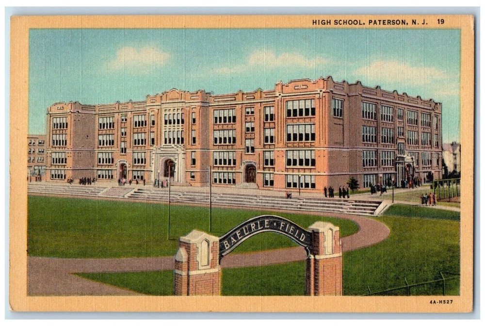 1940s Exterior View of Paterson NJ High School Vintage Postcard