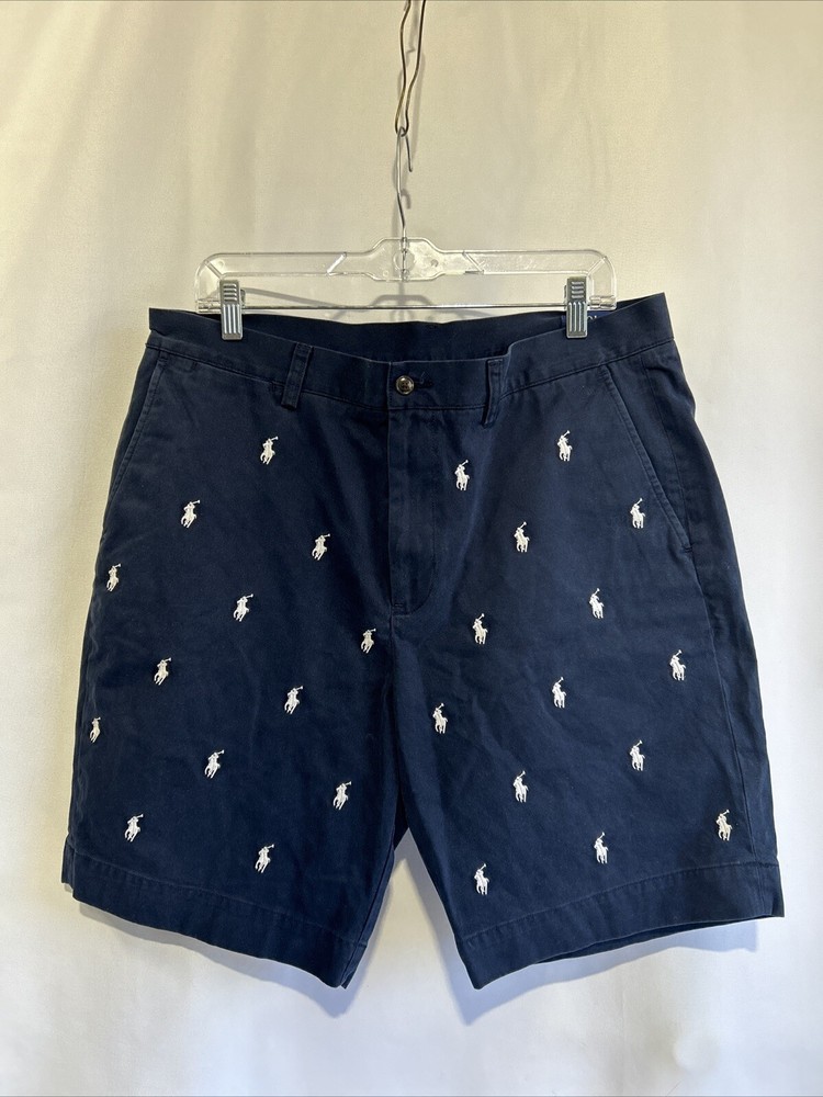 Polo Ralph Lauren Men's Classic Fit Navy Shorts with All-Over Pony Logo Size 35