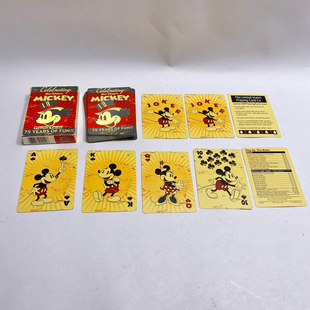 Walt Disney Mickey Mouse Bicycle Playing Cards Deck Celebrating 75 Years of Fun