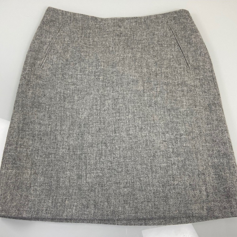 Talbots Women's 2P Gray Wool Blend A Line Skirt Career Business Casual Size 2P