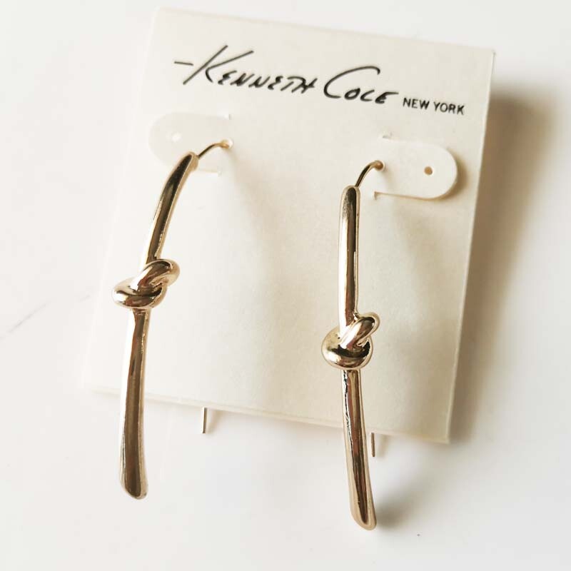 New Kenneth Cole Knot Stripe Drop Earrings Fashion Women Party Holiday Jewelry