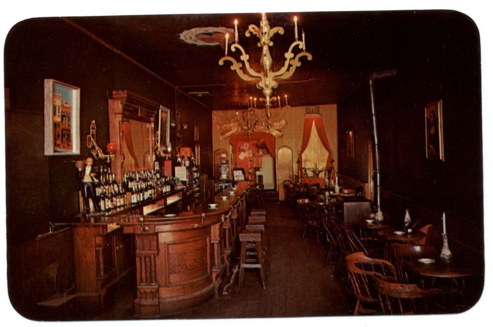 Old time bar Central City Colorado ~ gold rush town ~ unused 1950s postcard