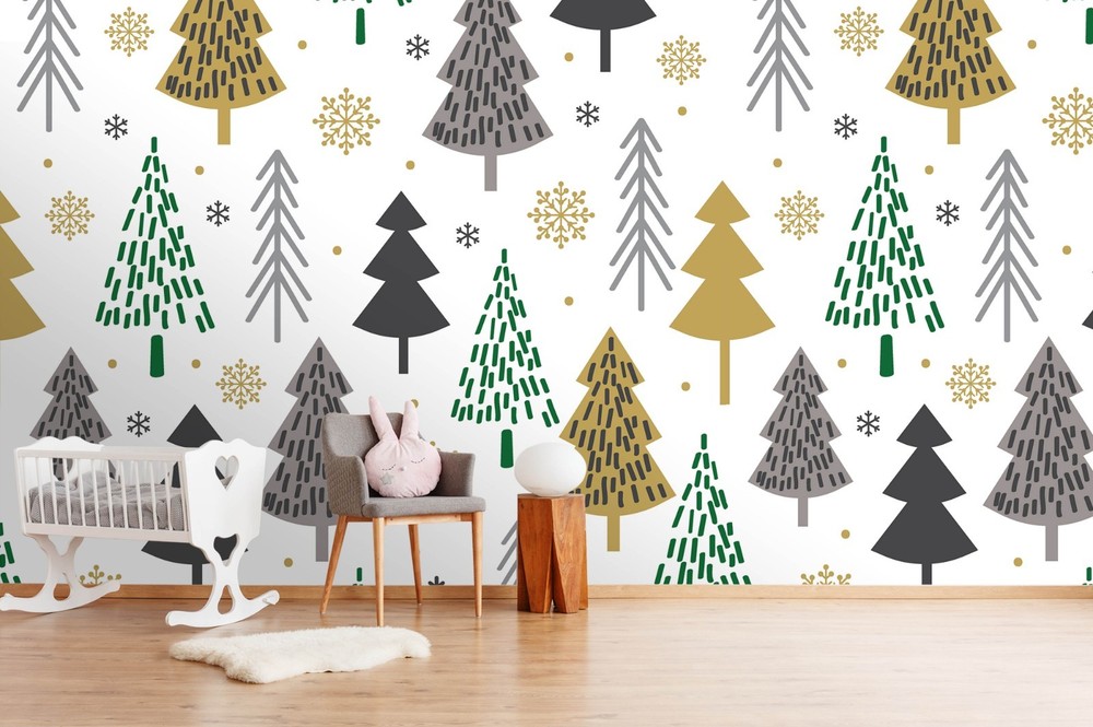 3D Christmas Tree Snow Mode Wall Murals Wallpaper Murals Wall Sticker