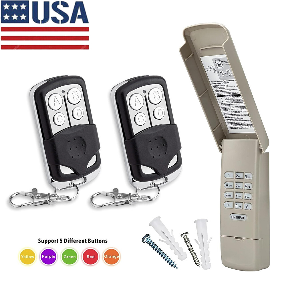 Garage Door Keypad 877LM with 2 Universal Remotes Compatible with Liftmaster Openers for Secure Access