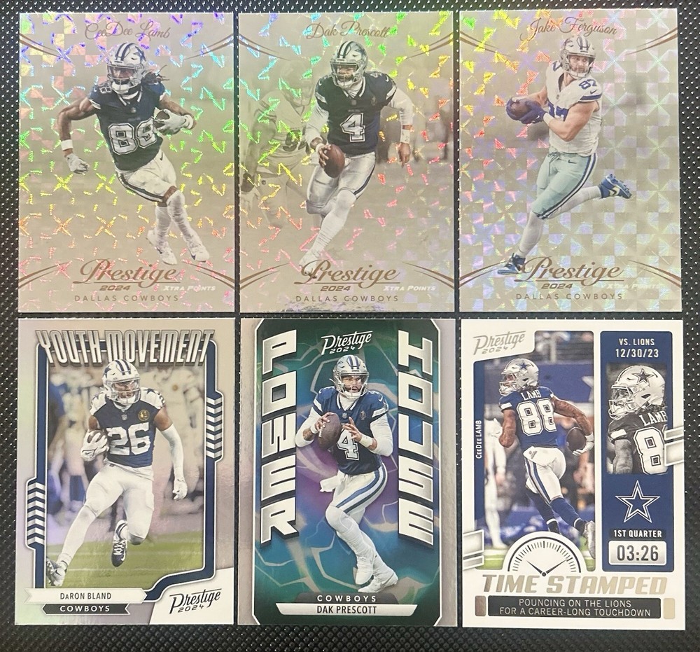2024 Panini Prestige Football 18 Card Cowboys Lot - Inserts, RC’s, Parallels