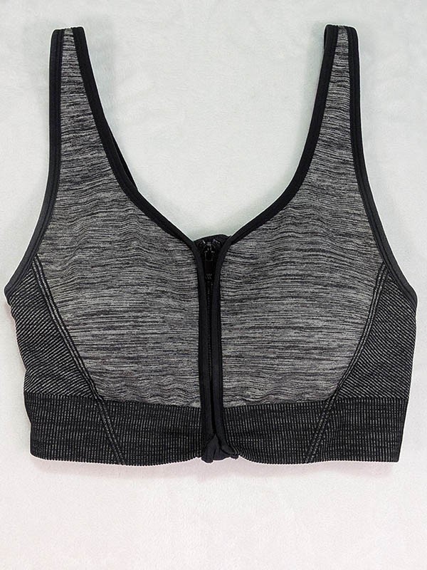 All In Motion Sports Bra Front Zip Womens XL Space-Dye Athleisure Sporty Chic