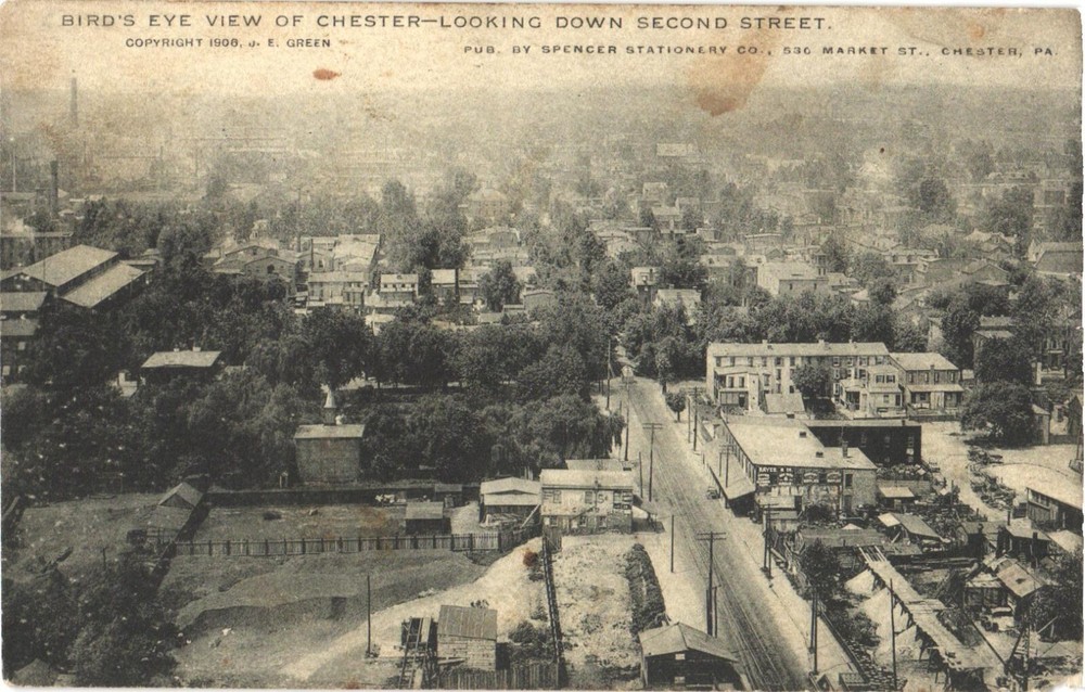 Chester, Pennsylvania Bird's Eye View of Chester Down Second Street Postcard