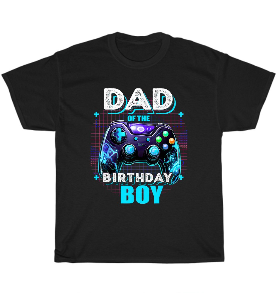 Dad of The Birthday Boy Matching Video Game Party Fathers Day Gift T-Shirt NEW