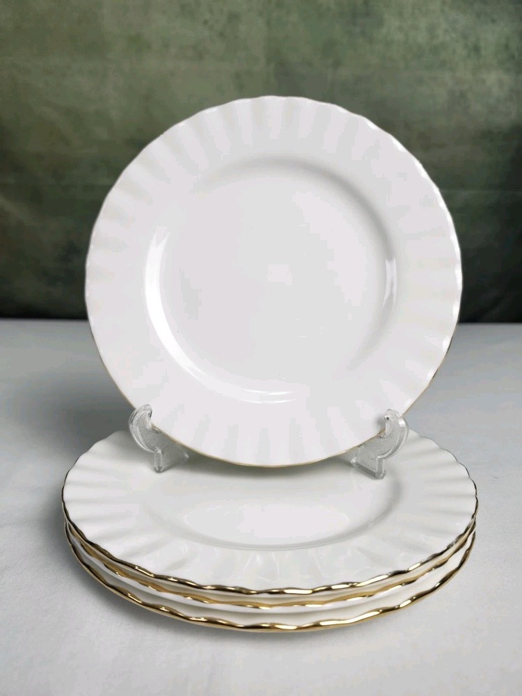 Royal Albert Val D’Or Set of 4 Bread Plates 6.25” Bone China England Gold Trim