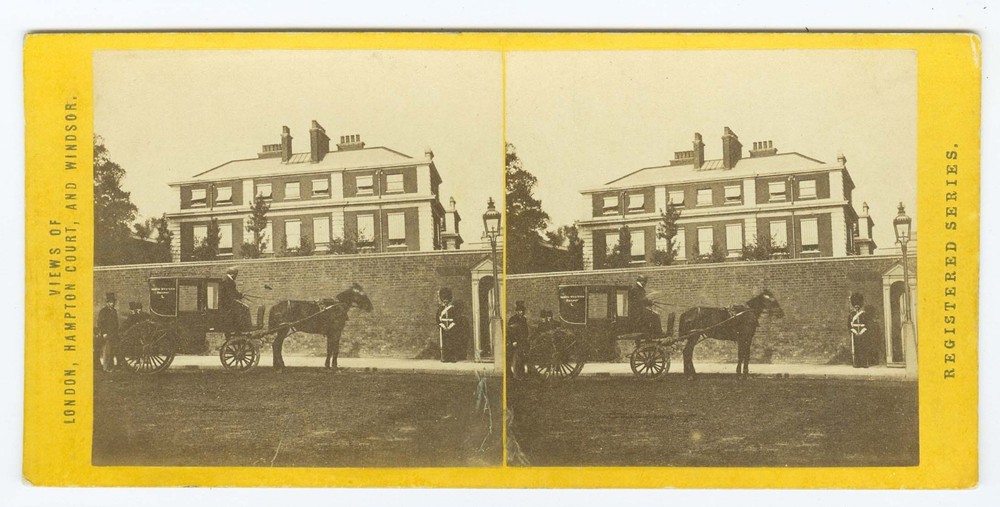 G2677~ ENGLAND–Marlborough Prince Wales Res. & Railway Carriage 1860s Stereoview