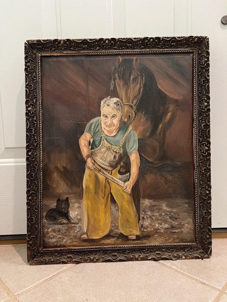 Vintage Original Oil Color Painting Framed With Antique Frame 1985 Signed