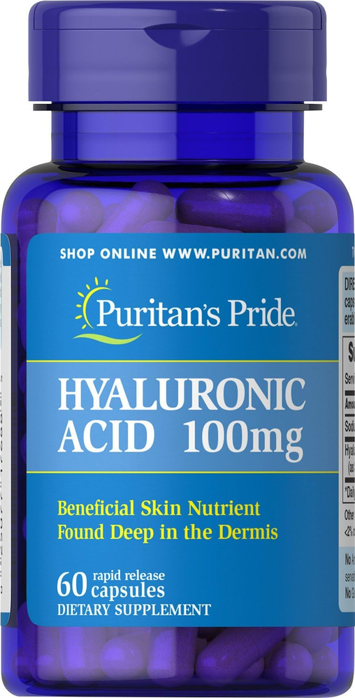 Puritans Pride Hyaluronic Acid 100Mg, Dietary Supplement for Skin Hydration, 60