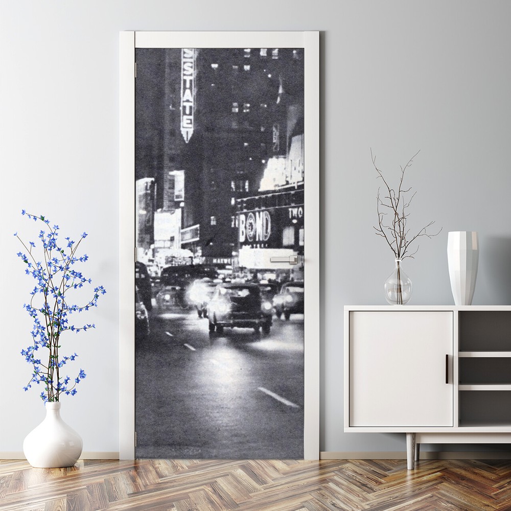 NYC Broadway Wall Street Manhattan Cityscape Dark Big City Door Decal