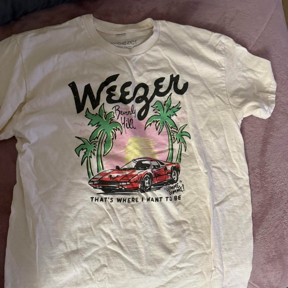 Weezer Beverly Hills tour concert short sleeve white color shirt  JJ5757