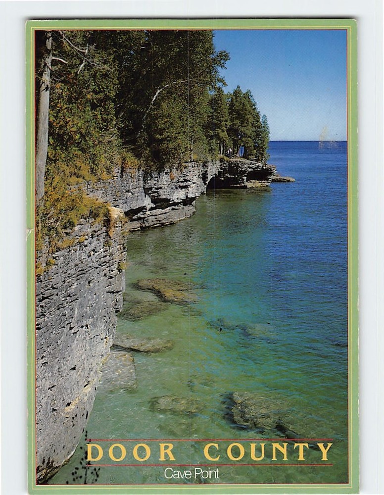 Postcard Cave Point Door County Wisconsin USA