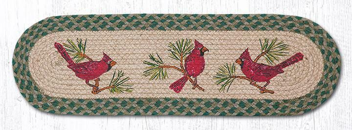 Cardinals On Pine Limbs Small Table Runner or Stair Tread Earth Rugs, 27