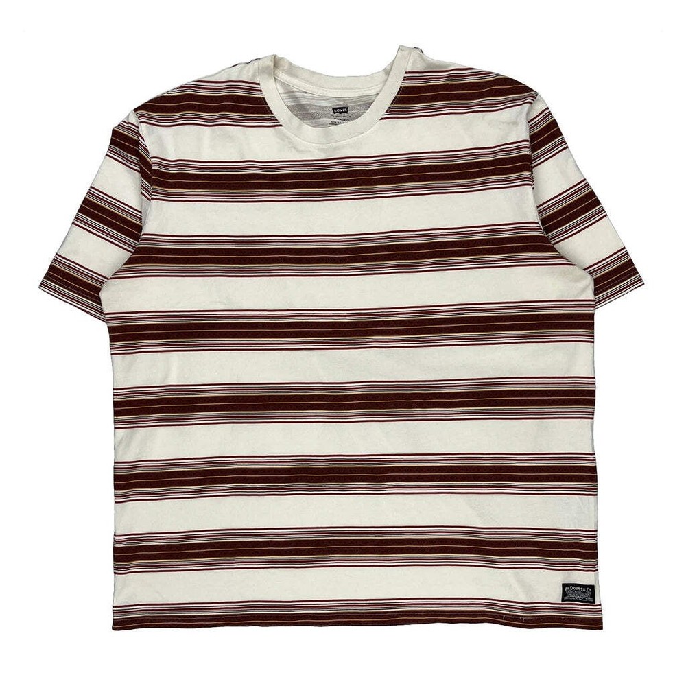 Levis Striped T-Shirt - Large Cream Cotton