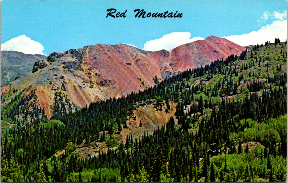 Vintage Postcard Million Dollar Highway Red Mountain San Juan Range