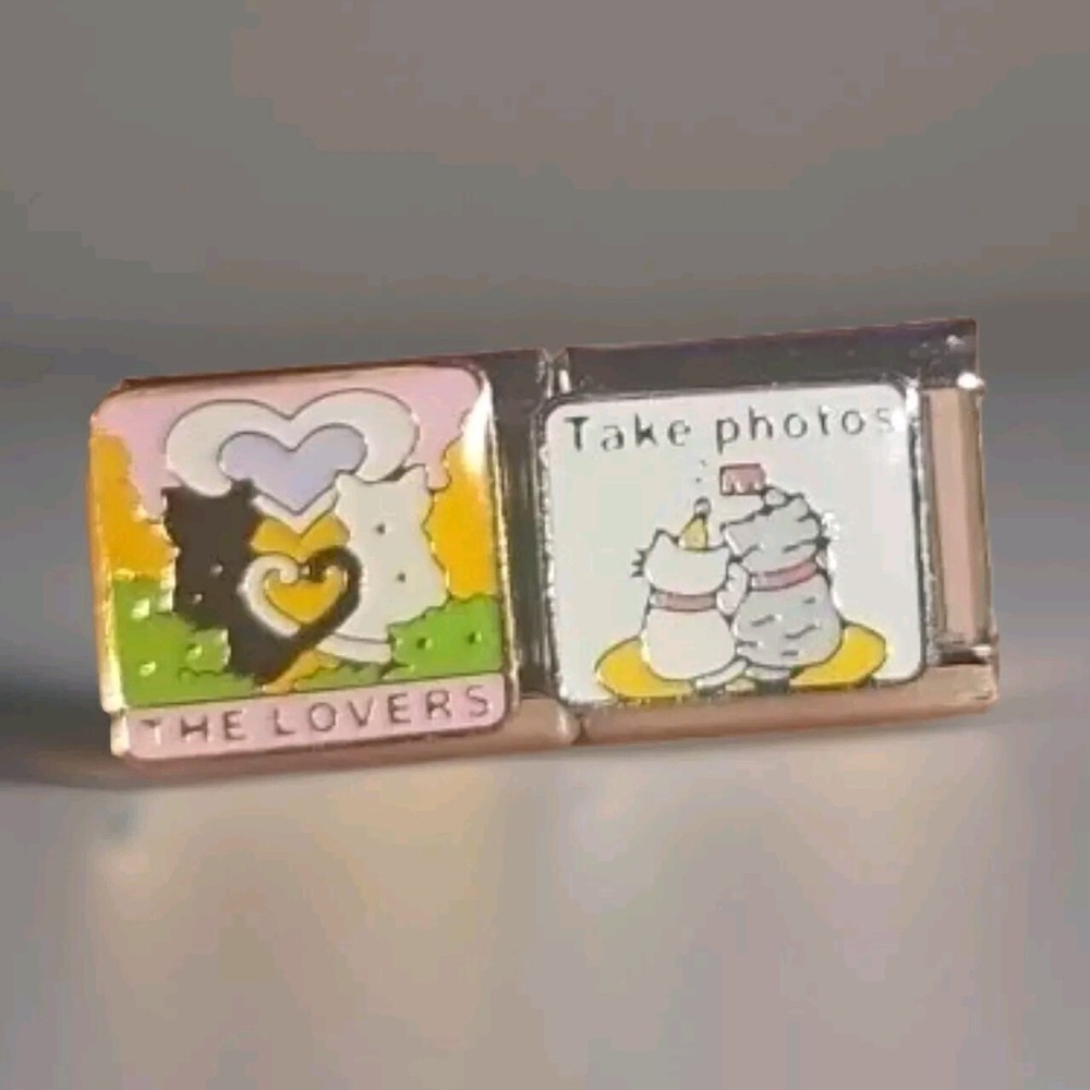 Selfie Cats Italian Charms Stainless Steel 9mm Lovers Set of 2