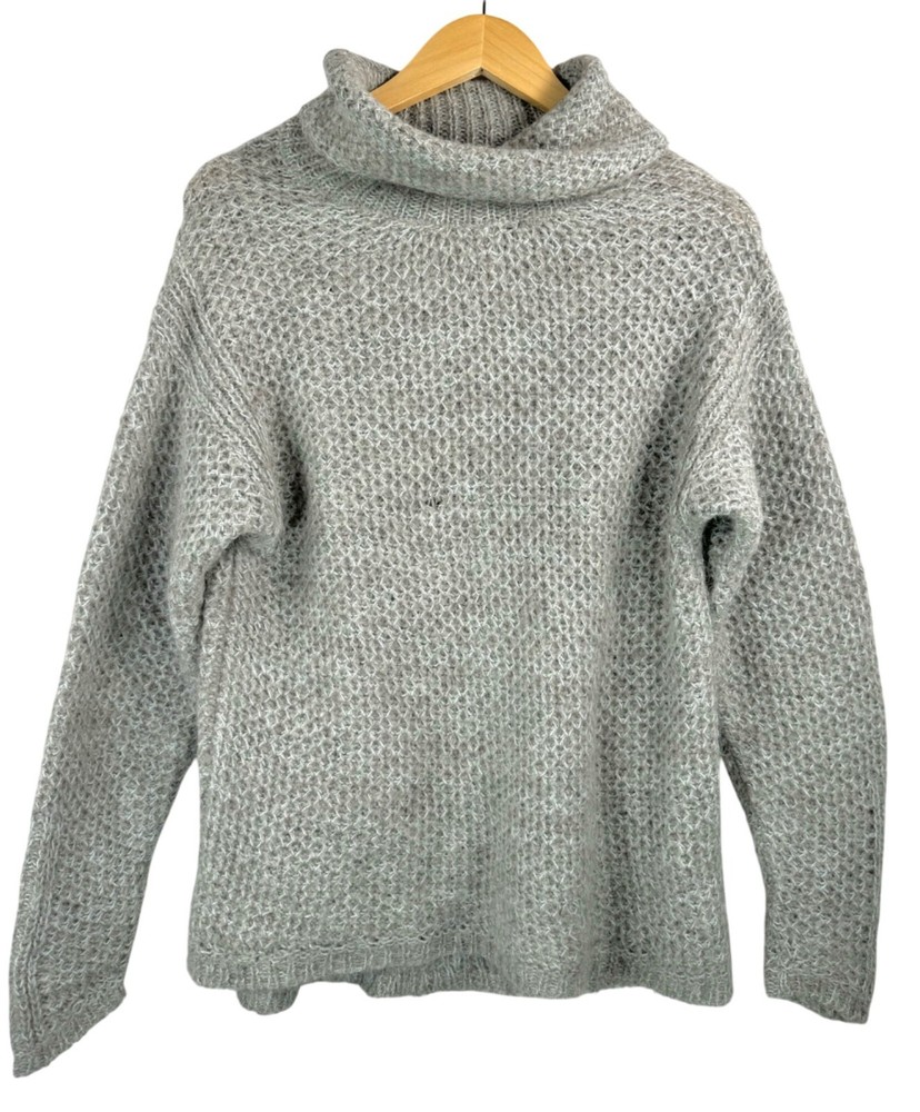 Brochu Walker 100% superfine Alpaca Turtleneck Tunic sweater grey sz s