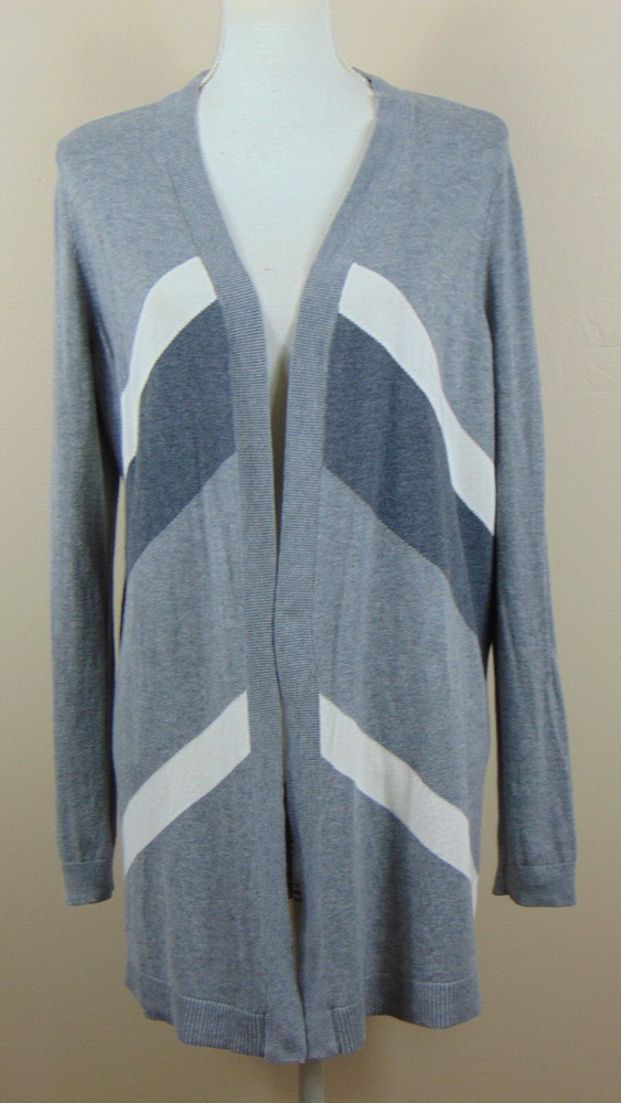 Banana Republic Gray White Chevron Open Duster Cardigan Sweater Women's Size Small