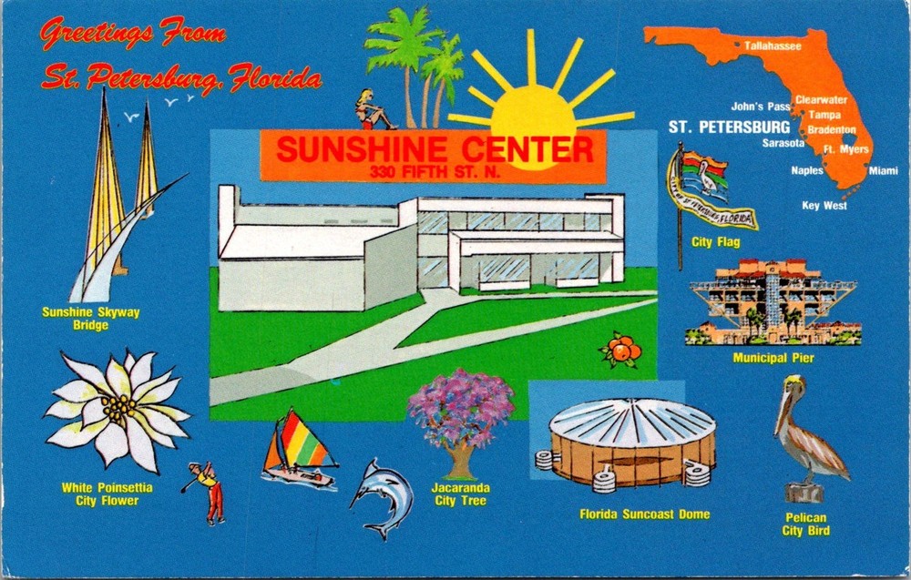 Dr Jim Stamps Postcard Sunshine Center Greetings From Saint Petersburg Florida