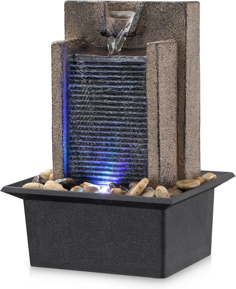 Tabletop Fountain Relaxing Tabletop Waterfall Fountain with Natural River Roc...