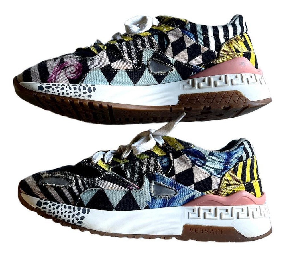 VERSACE ACHILLES HARLEQUIN SHOES SNEAKERS ~ Sz 38 ~ RARE HTF-image