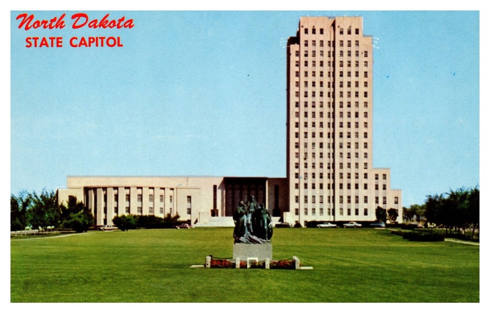 Bismarck ND State Capitol Grounds The Flickertail State Chrome Postcard