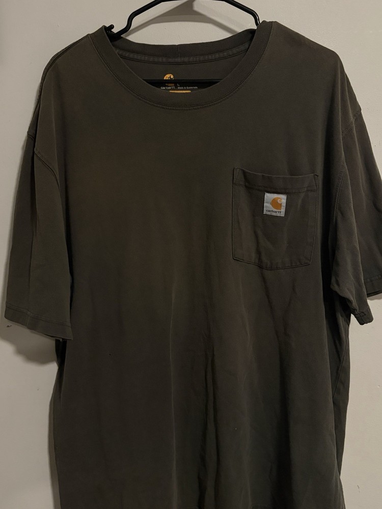 Carhartt Shirt Mens Olive Green Sz Large Loose Fit Workwear Pocket Tee