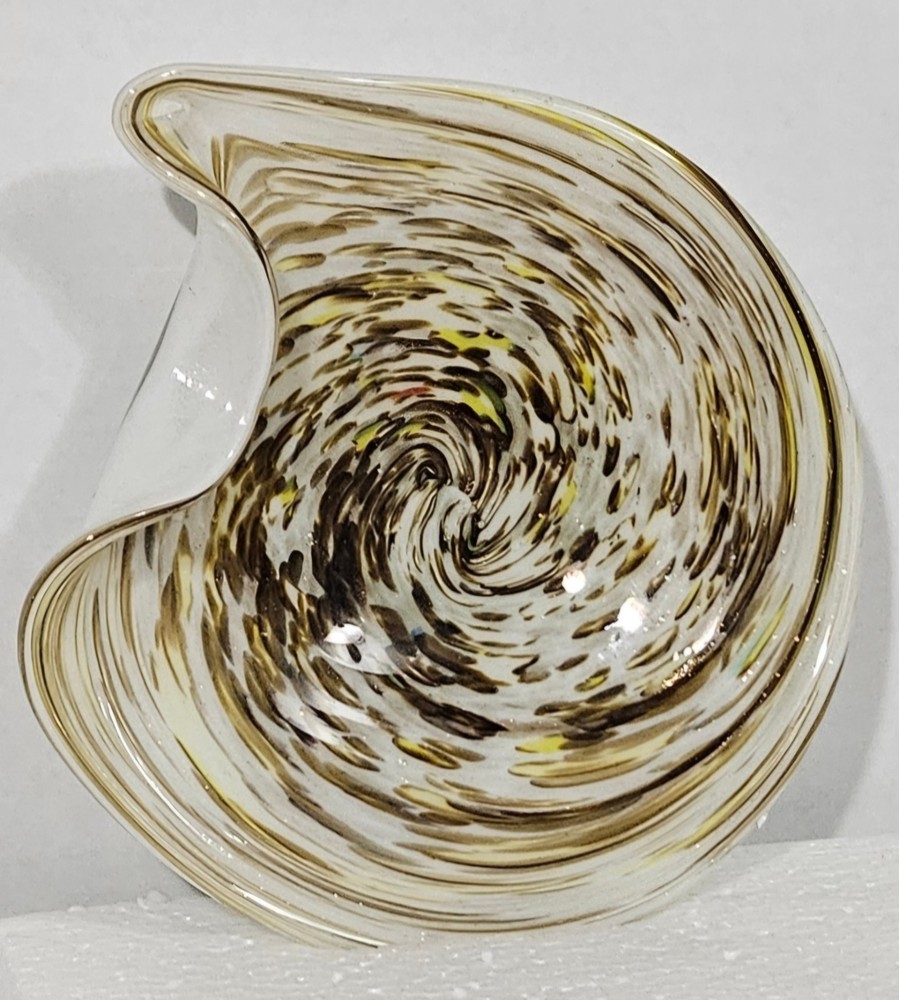 Vintage MURANO Glass Gold Silver Dust Flecks Ashtray Bowl Trinket Dish Italian