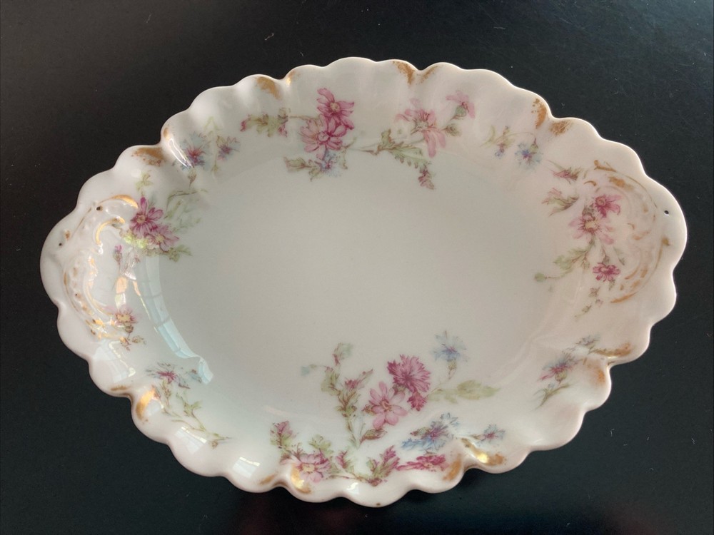 Haviland Limoges France Porcelain Floral Relish Dish 7”, VINTAGE