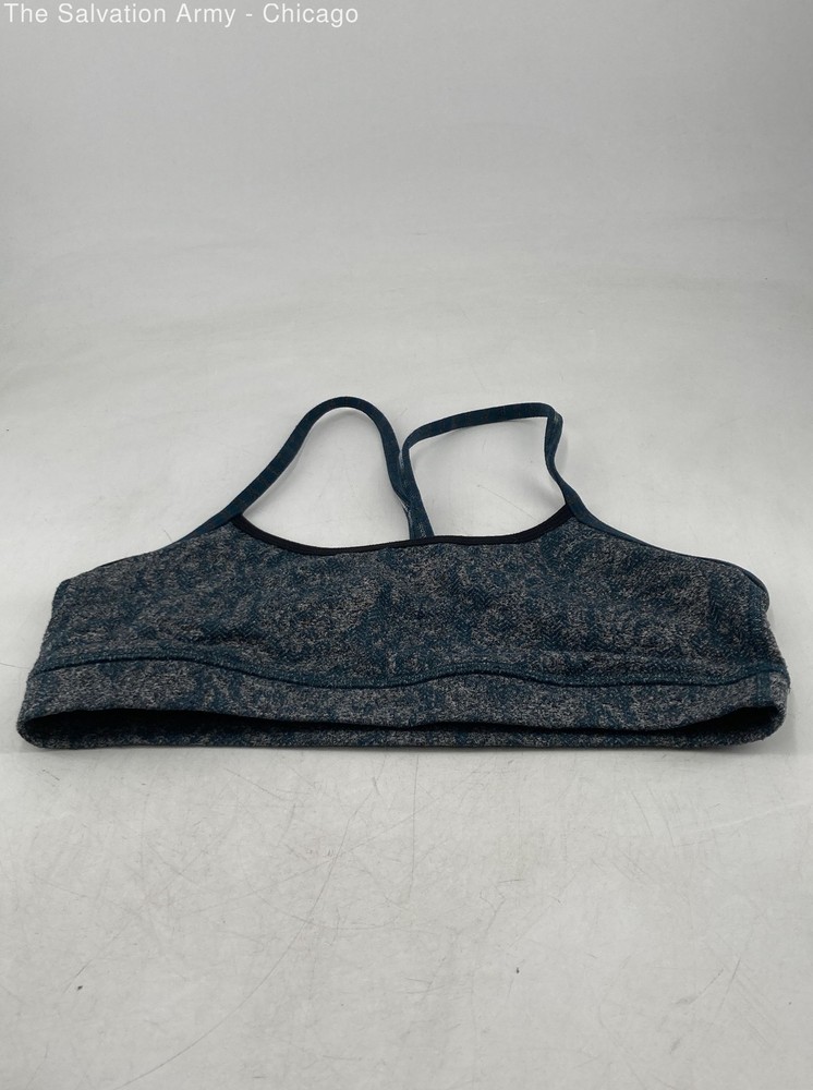 Lululemon Womens Gray Blue Textured Racerback Spaghetti Strap Sports Bra Size S